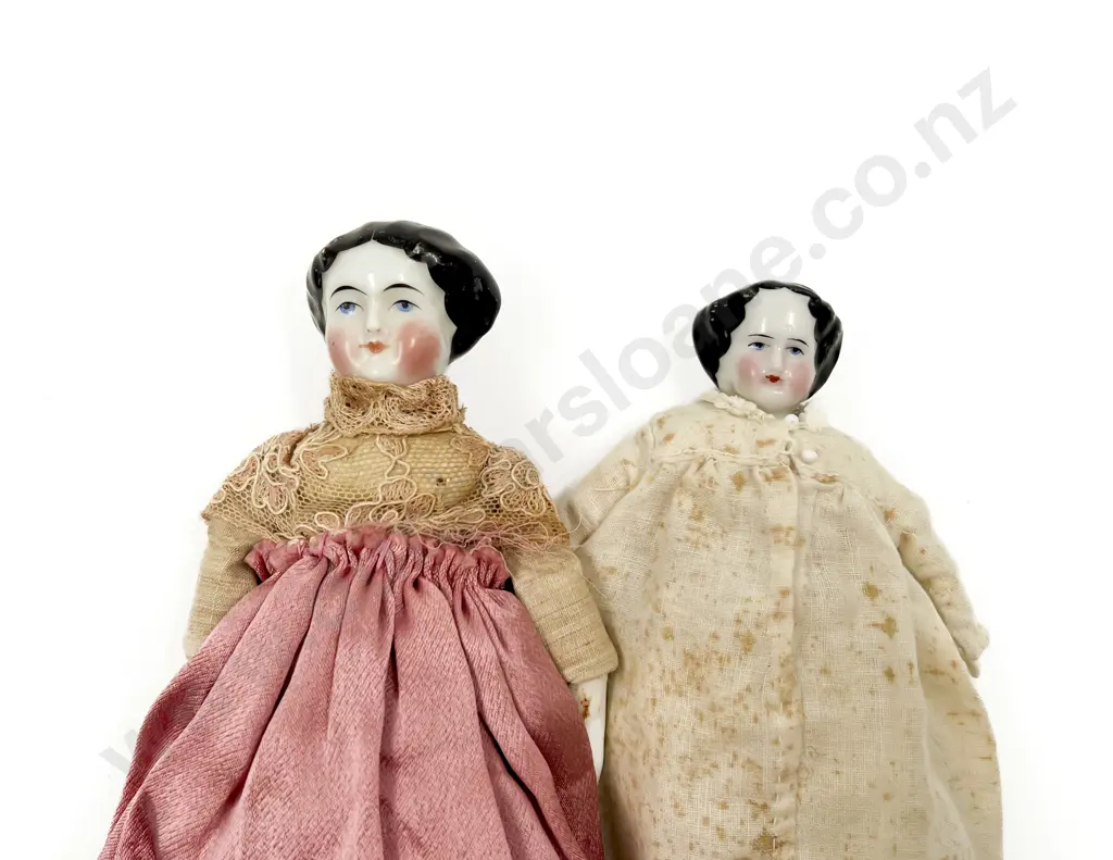 Two German Glazed China Shoulder Plate Dolls Image 1++