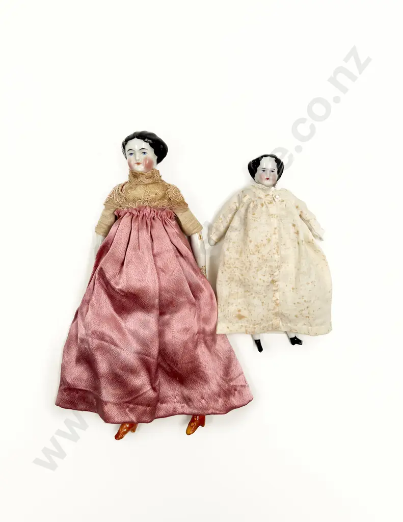 Two German Glazed China Shoulder Plate Dolls Image 1++