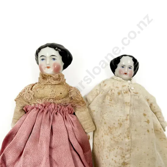 Two German Glazed China Shoulder Plate Dolls