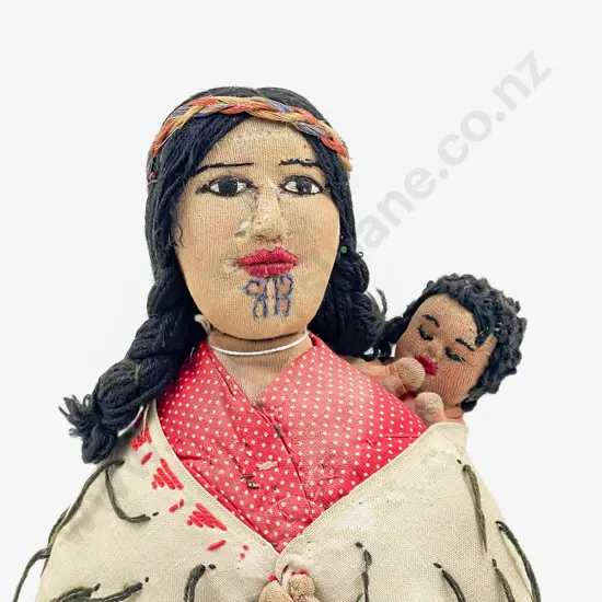 C1930's Hand Crafted Maori Mother and Child Doll