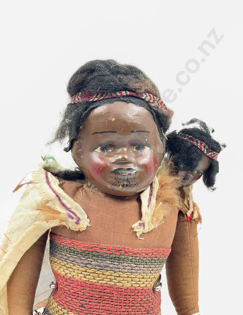 C1940's Hand Crafted Maori Mother and Child Doll Image 1++