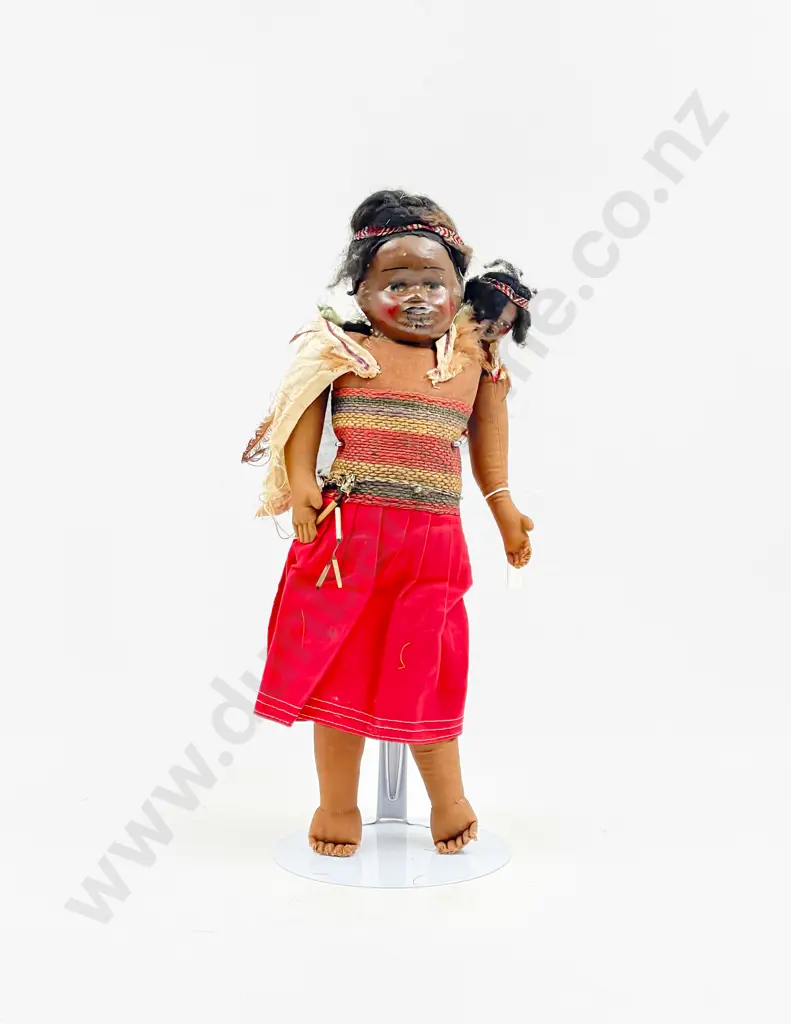 C1940's Hand Crafted Maori Mother and Child Doll Image 1++