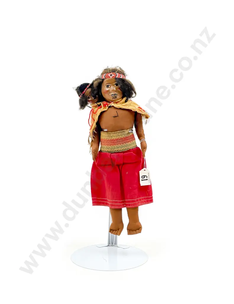 C1940's Hand Crafted Maori Mother and Child Doll Image 1++