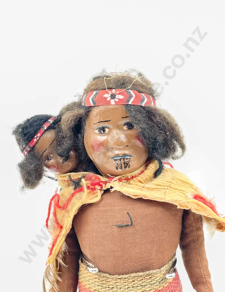 C1940's Hand Crafted Maori Mother and Child Doll Image 1++