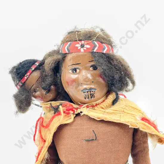 C1940's Hand Crafted Maori Mother and Child Doll
