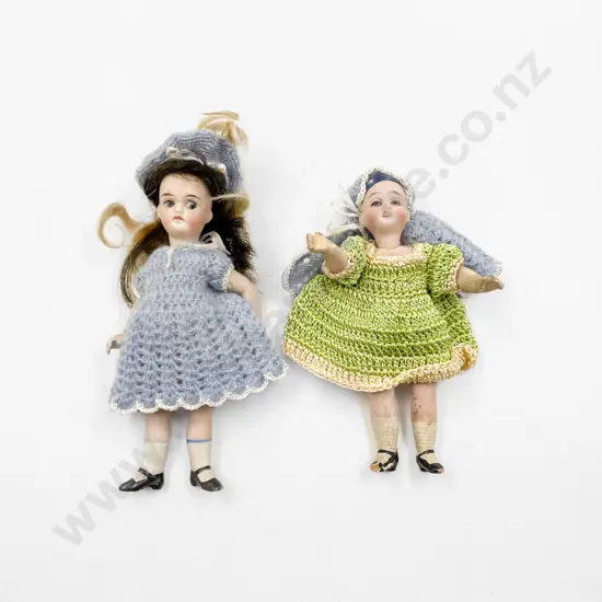 Two German Tiny Bisque Dolls
