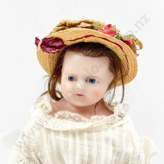 'Sarah Amelia' Antique Poured Wax Shoulder Plate Doll