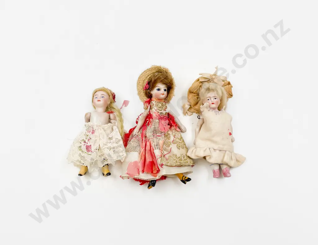 Three German Small All Bisque Dolls Image 1++