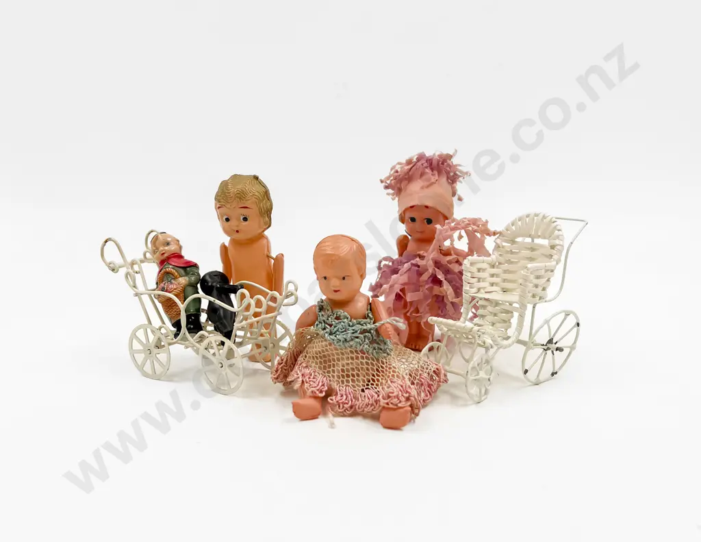 Two Painted Metal Doll Prams Image 1++