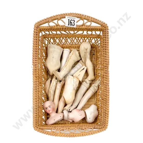 Two French Bisque and Two Other Doll Heads