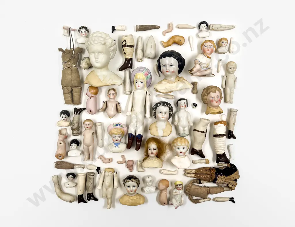 Qty Bisque and China Doll Heads and Limbs All with Faults Image 1++