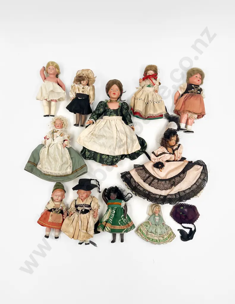 Collection Eight Vintage Celluloid and Costume Dolls Image 1++