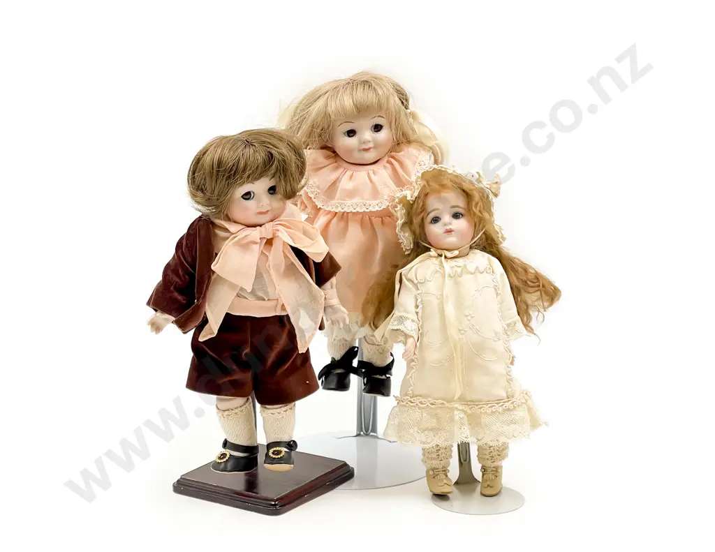 Pair New Bisque Googly Character Dolls Image 1++