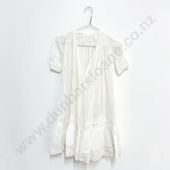 Two Edwardian Fine Cotton Broderie Anglasie Christening/Cot Gowns