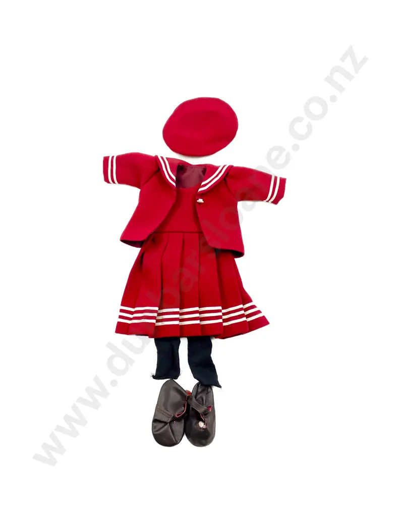 New Made Red Wool Doll Outfit with Shoes and Socks Image 1++