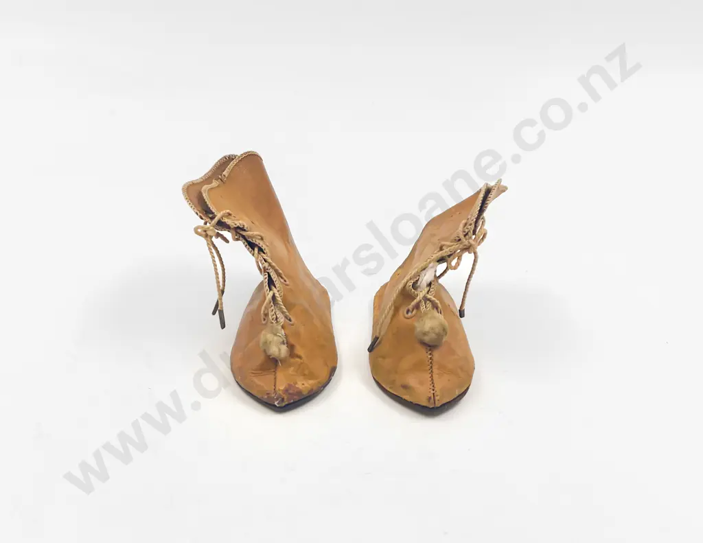 Pair Antique French Doll Shoes 11cm Image 1++