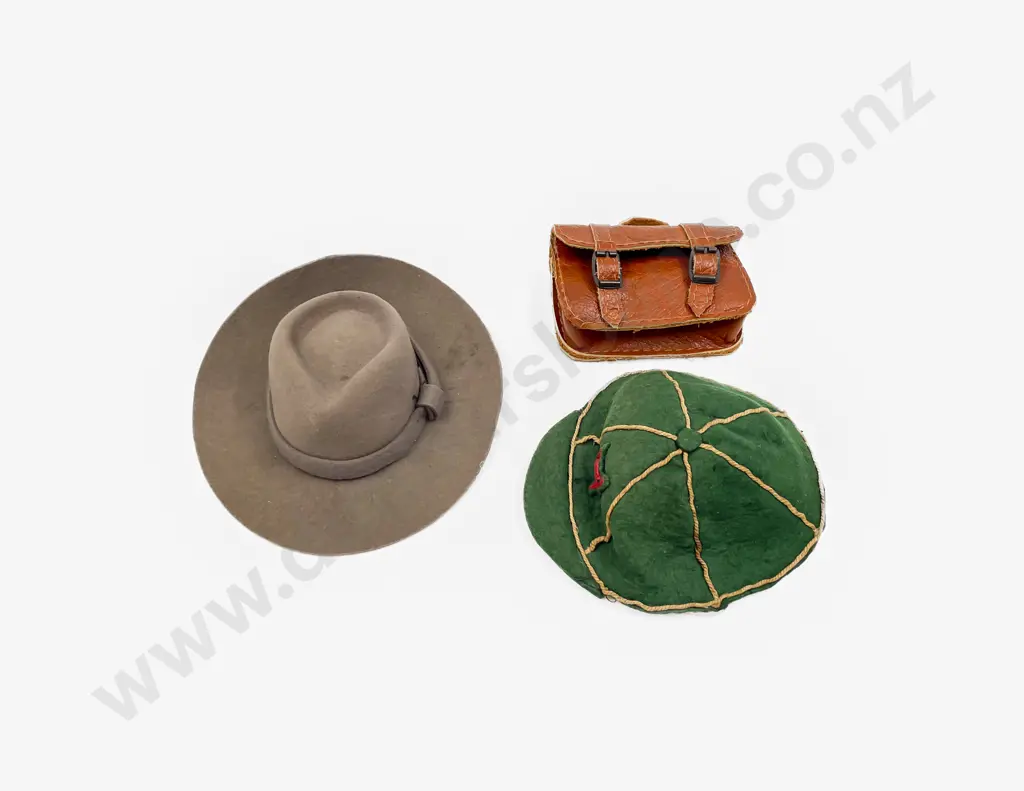 Dolls School Cap with Satchel and Fedora Hat Image 1++