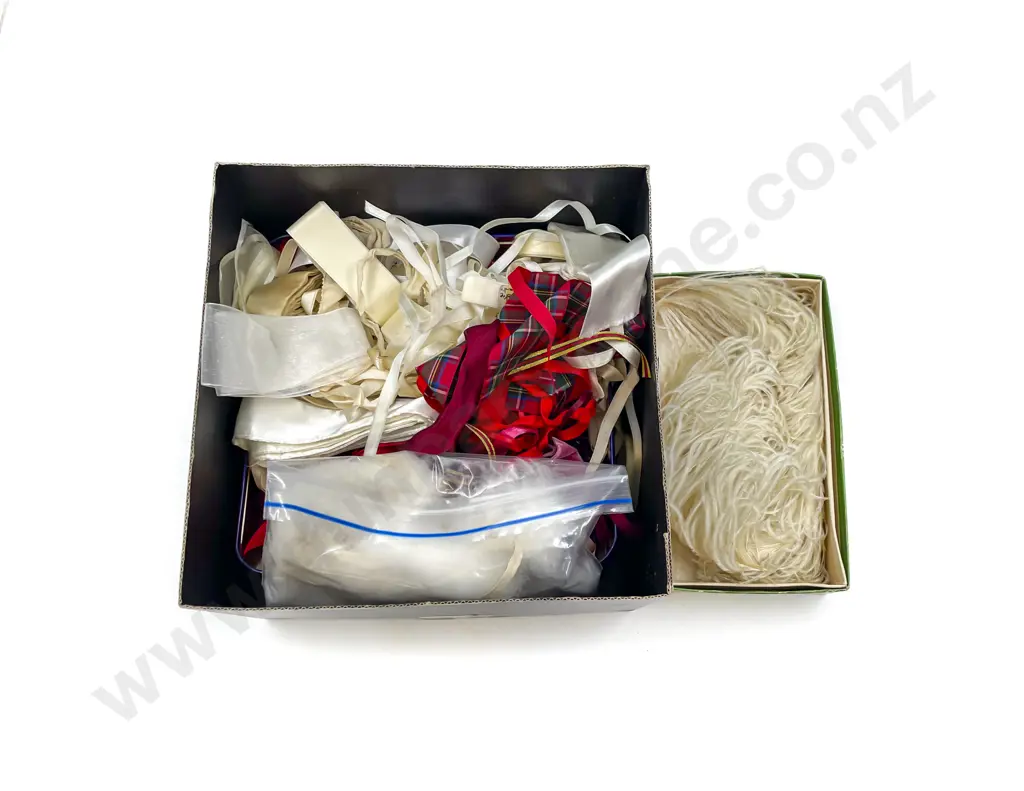 Qty White/Cream and Red Ribbons and Trim Image 1++