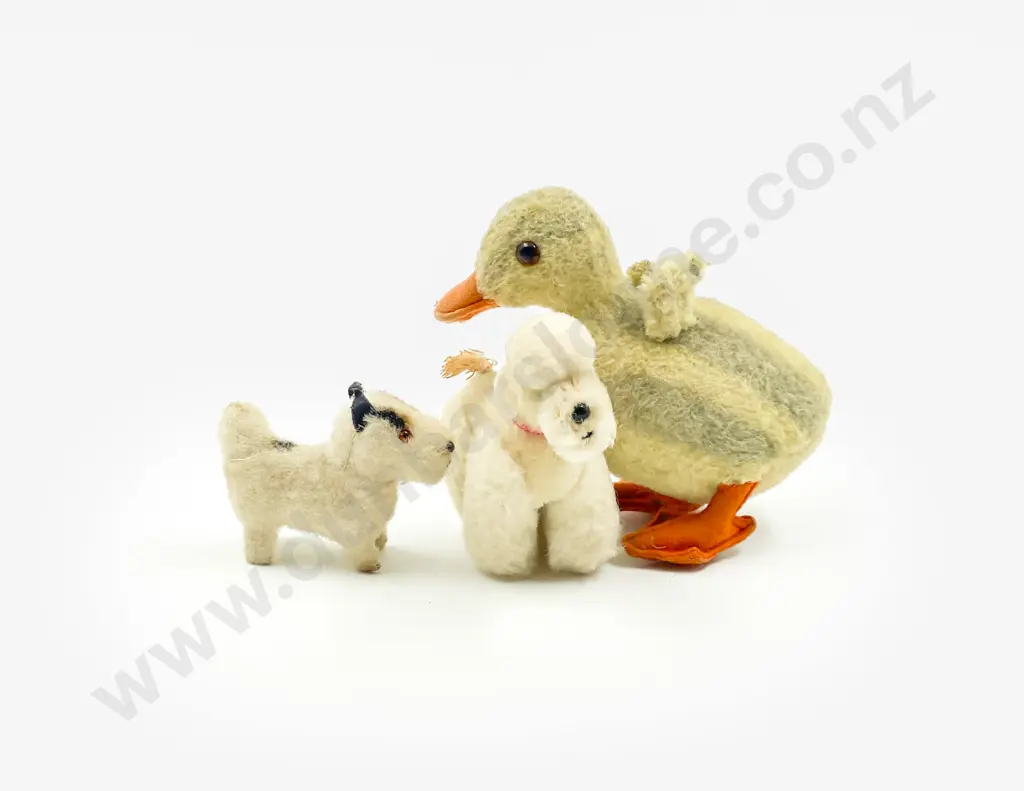 Steiff Duckling with Small Poodle and Terrier Dogs Image 1++