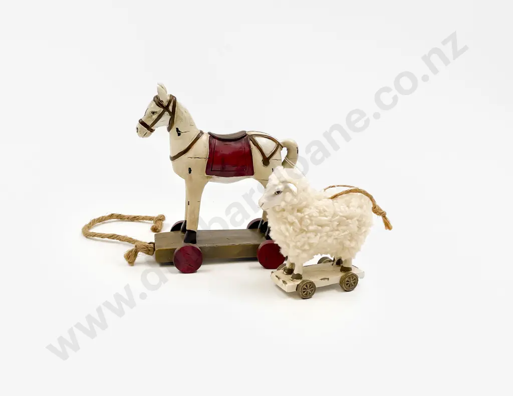 Two Modern Doll Props and Cast Iron Pig Money Box Image 1++