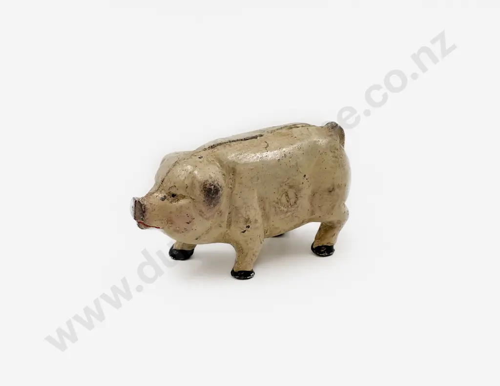 Two Modern Doll Props and Cast Iron Pig Money Box Image 1++