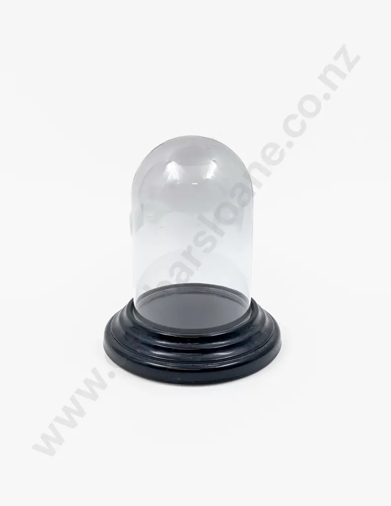 Small Glass Display Dome on Black Glass Base Image 1++
