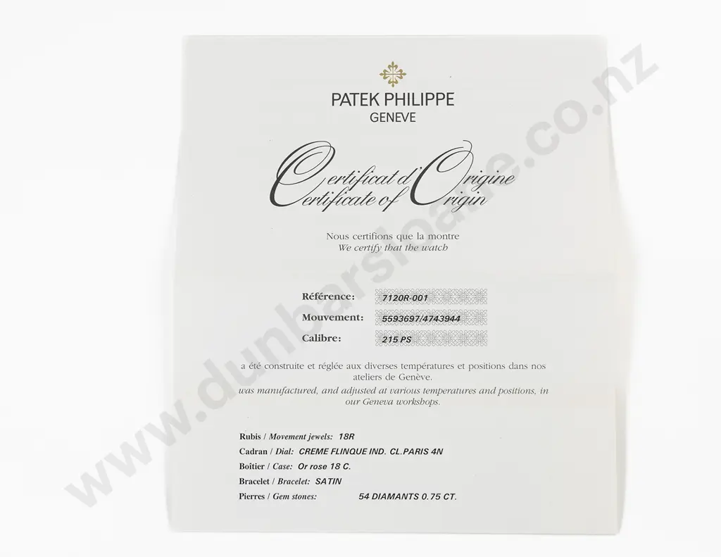 Patek Philippe Ladies Reference 7120R - 001 Lady Calatrava Manual Wrist Watch Image 1++