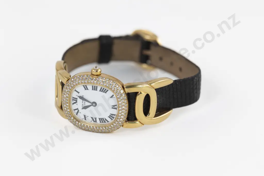 C1990's Patek Philippe 18ct and Diamond Set Golden Ellipse Quartz Ladies Wrist Watch Image 1++