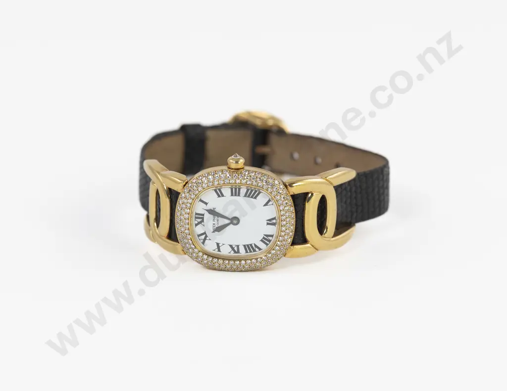 C1990's Patek Philippe 18ct and Diamond Set Golden Ellipse Quartz Ladies Wrist Watch Image 1++
