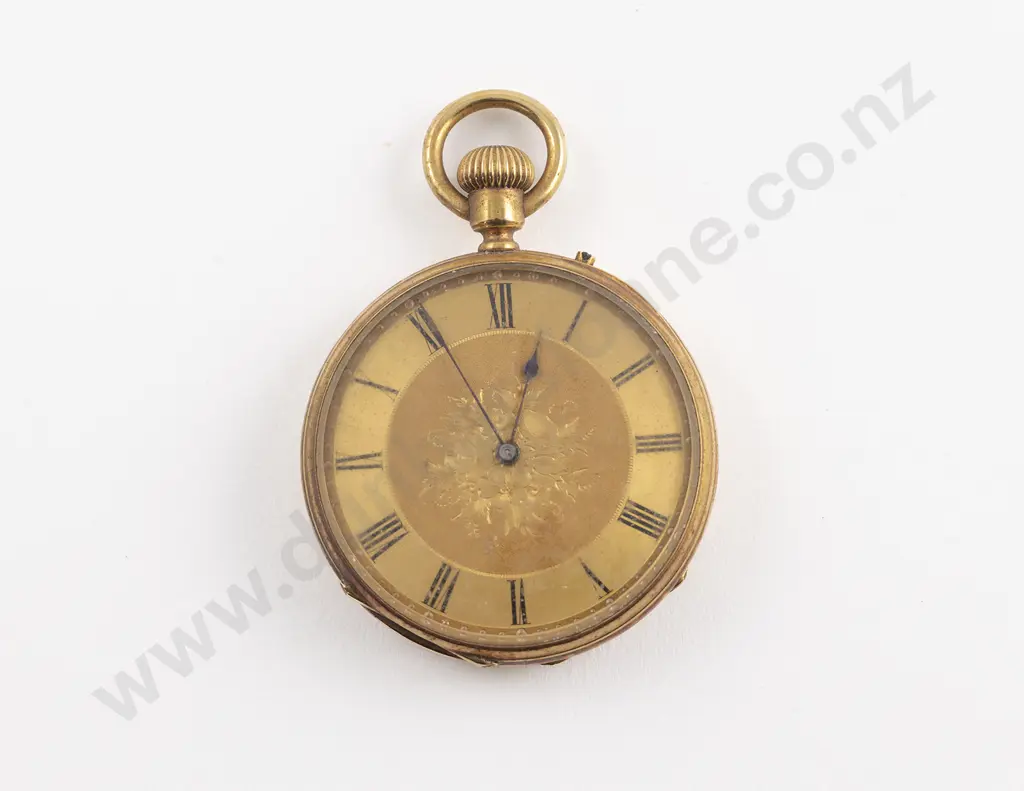 14ct (tested) Open Faced Lever Wind Small Pocket Watch Image 1++