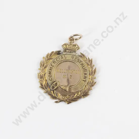 NZ Jeweller Frank Grady 9ct Commercial Restaurant Medal