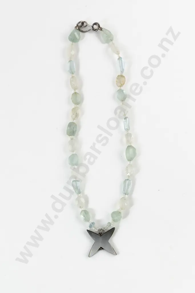 Penelope Barnhill Aquamarine and Moonstone Bead Necklace Image 1++