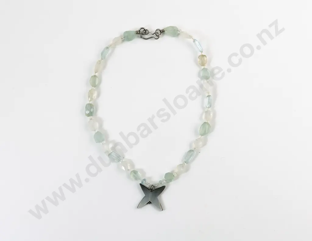 Penelope Barnhill Aquamarine and Moonstone Bead Necklace Image 1++