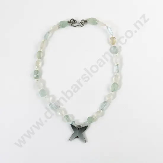 Penelope Barnhill Aquamarine and Moonstone Bead Necklace