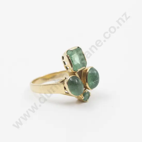 NZ Jeweller Ida Hudig Designed 18ct Four Stone Emerald Ring