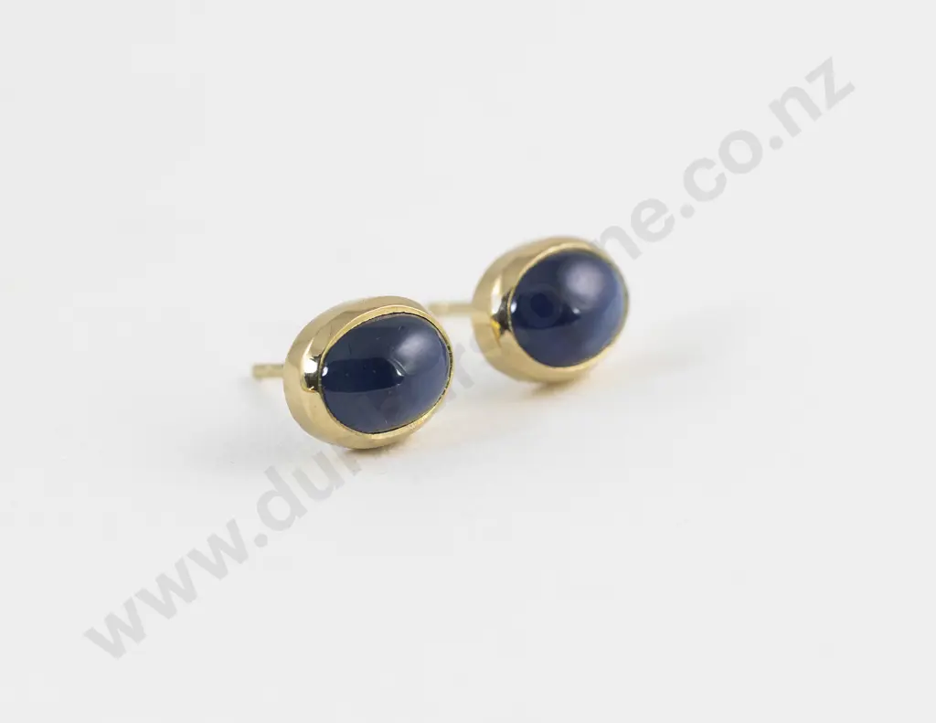 NZ Jeweller William McDowell Pair 18ct Sapphire Stud Earrings Image 1++