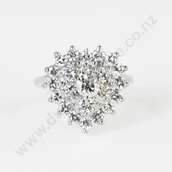 14ct White Gold 18stone Diamond Heart Dress Ring