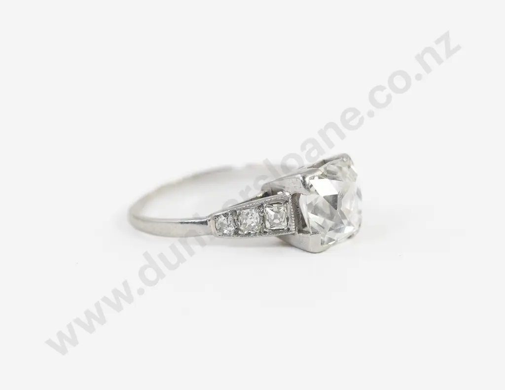 Art Deco All Platinum Solitaire Diamond Ring Image 1++