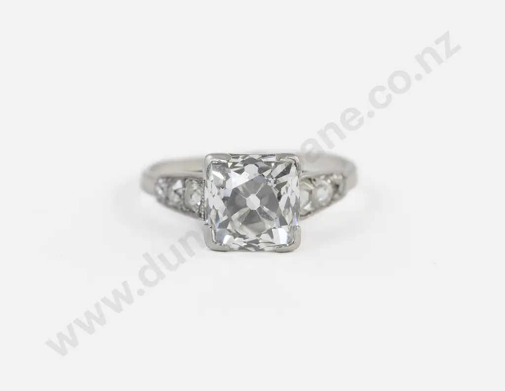 Art Deco All Platinum Solitaire Diamond Ring Image 1++
