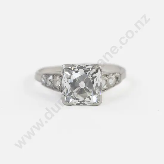 Art Deco All Platinum Solitaire Diamond Ring