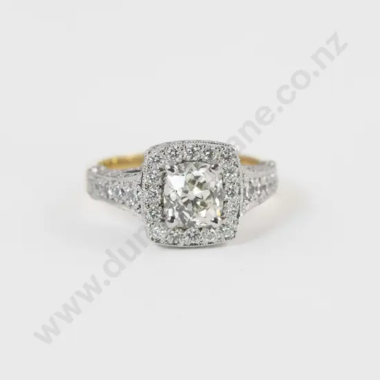 18ct Yellow and White Gold 107stone Diamond Cluster Ring