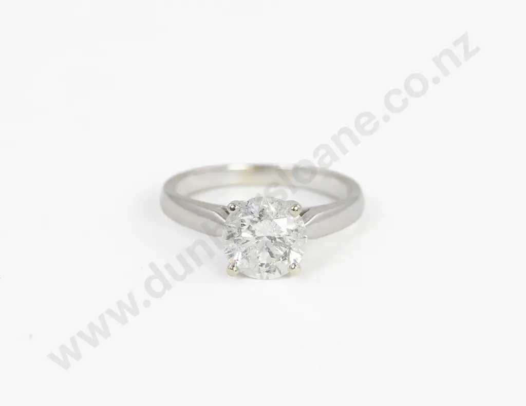 14ct White Gold Solitaire Diamond Ring with Two Curved Fitted Diamond Bands Image 1++