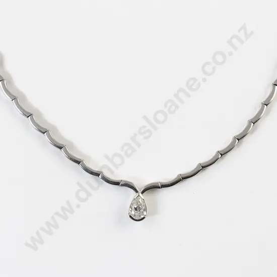 18ct White Gold Solitaire Diamond Necklace