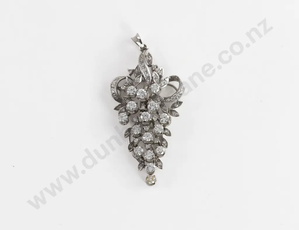 9ct White Gold 62Stone Diamond Pendant Image 1++