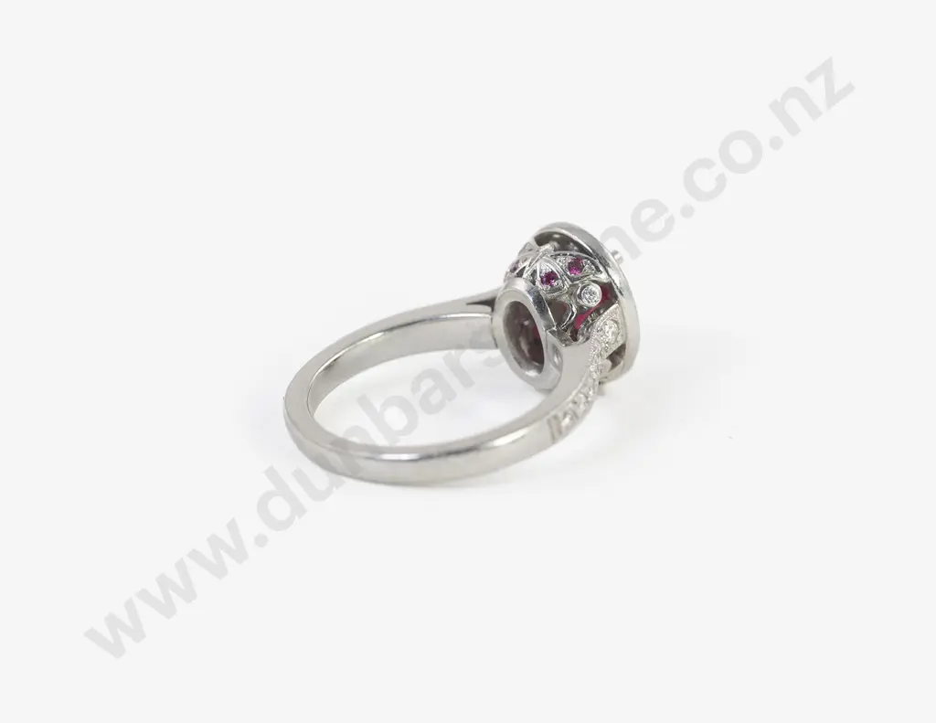 All Platinum 39stone Ruby and Diamond Cluster Ring Image 1++