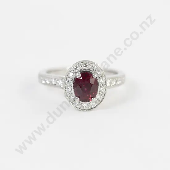 All Platinum 39stone Ruby and Diamond Cluster Ring
