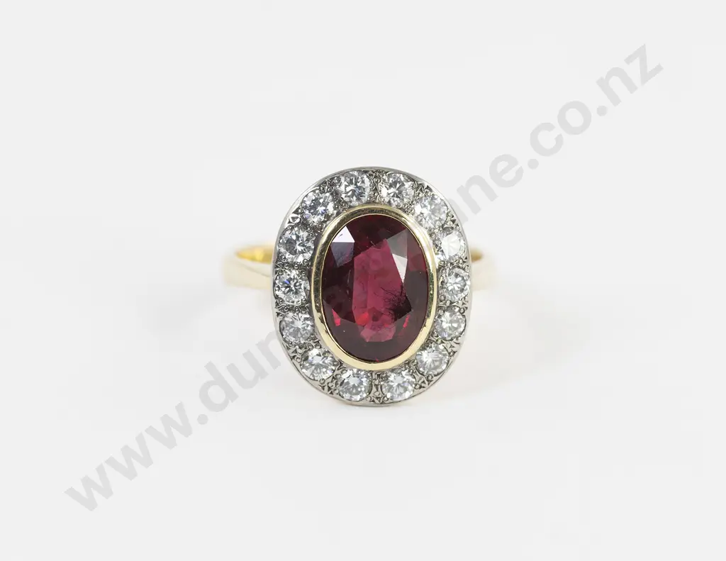 18ct 15stone Ruby and Diamond Cluster Ring Image 1++