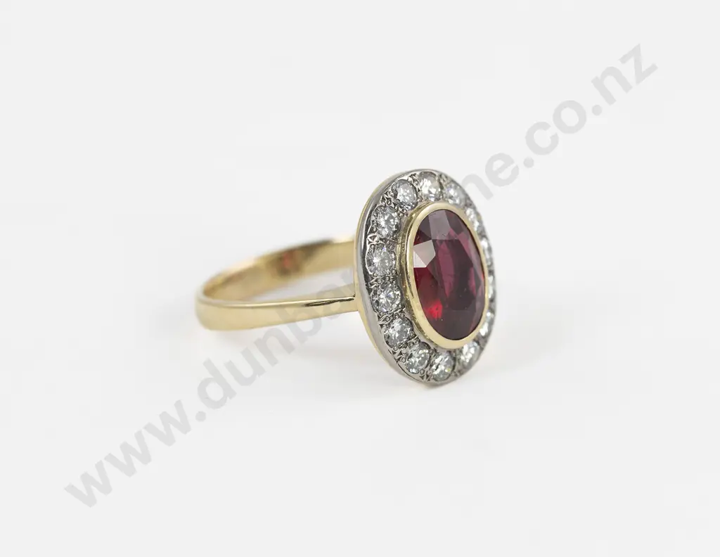 18ct 15stone Ruby and Diamond Cluster Ring Image 1++