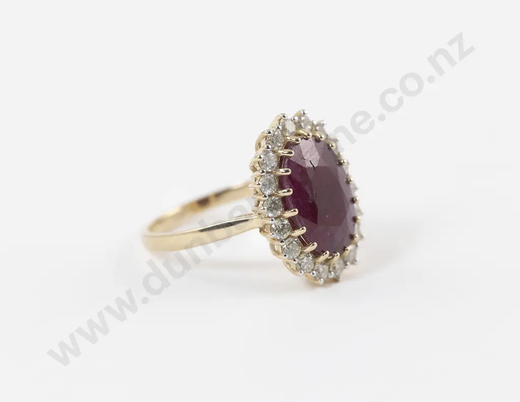 14ct 19stone Ruby and Diamond Cluster Dress Ring Image 1++