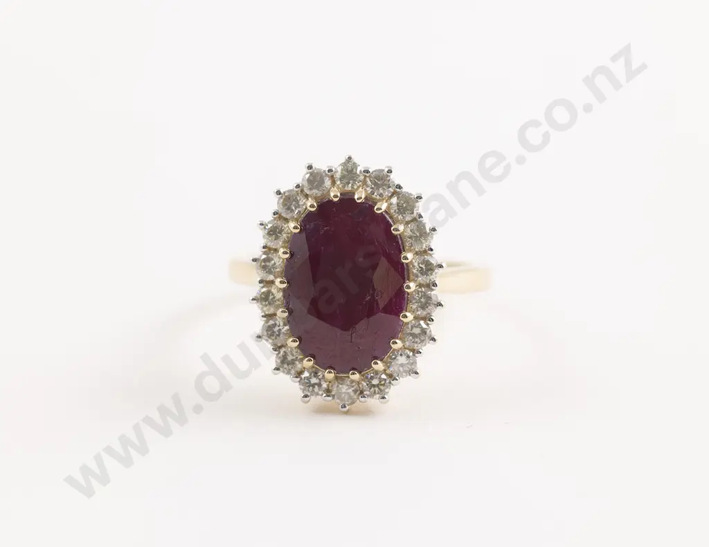 14ct 19stone Ruby and Diamond Cluster Dress Ring Image 1++